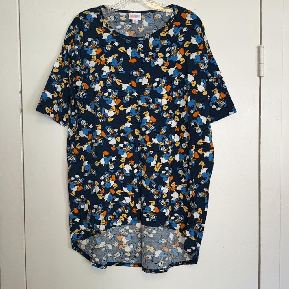 Rare LULAROE Disney IRMA Donald Duck High Low Top Unicorn Hard to Find EUC Sz XS